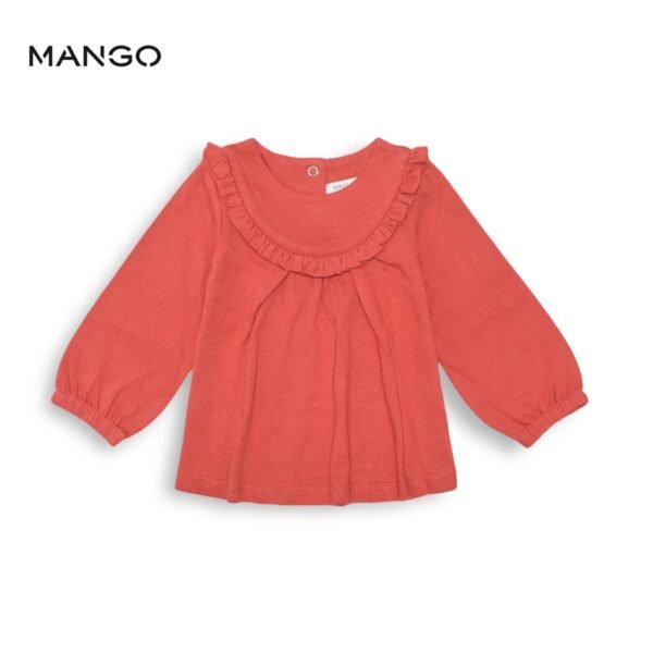 Mango Brick Red Ruffled Top