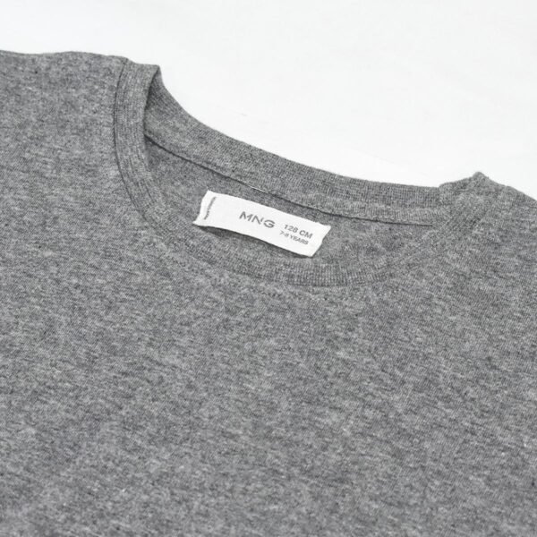 Mango Charcoal Grey Plain Cotton T-shirt - Image 2